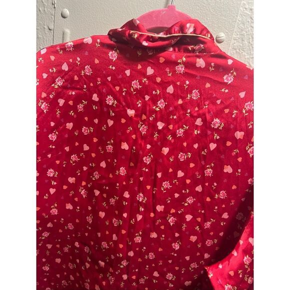 Victoria’s Secret Red With Hearts And Flowers Button Up Sleep Top Y2K Woman’s Si - Picture 14 of 15